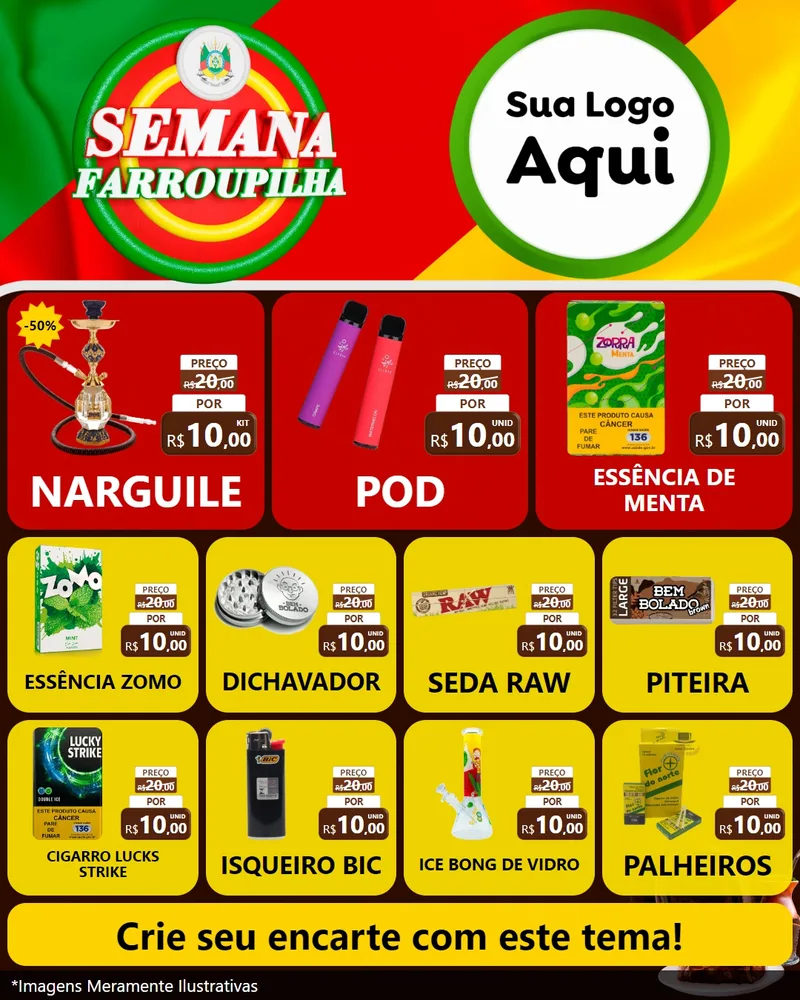 Modelo de Rede Social para Feed Instagram com o tema Semana Farroupilha para Tabacaria