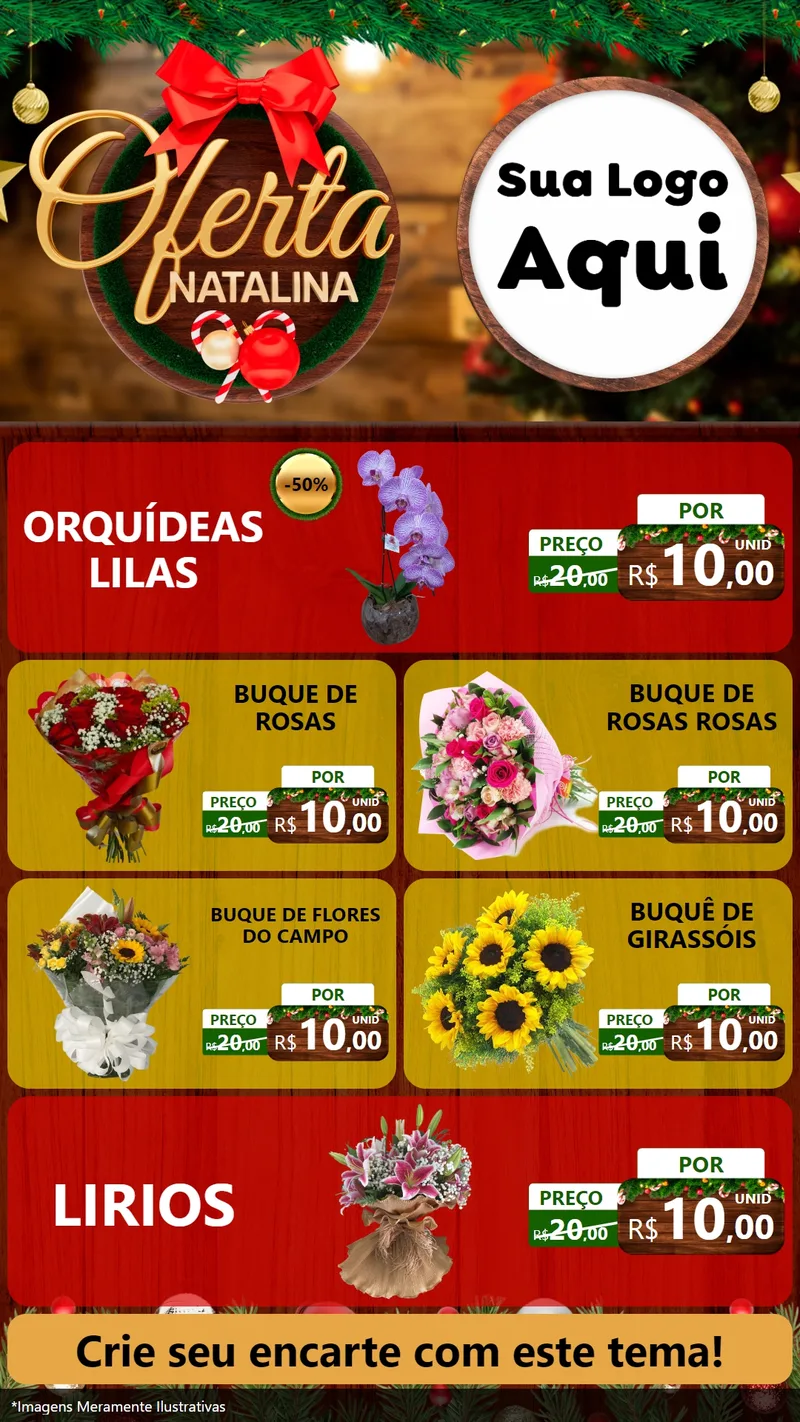 Modelo de TV para TV Vertical com o tema Ofertas Natalina para Floricultura e jardim