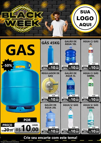 Modelo de Encarte para Encarte A4 Vertical com o tema Black Week para Água e gás