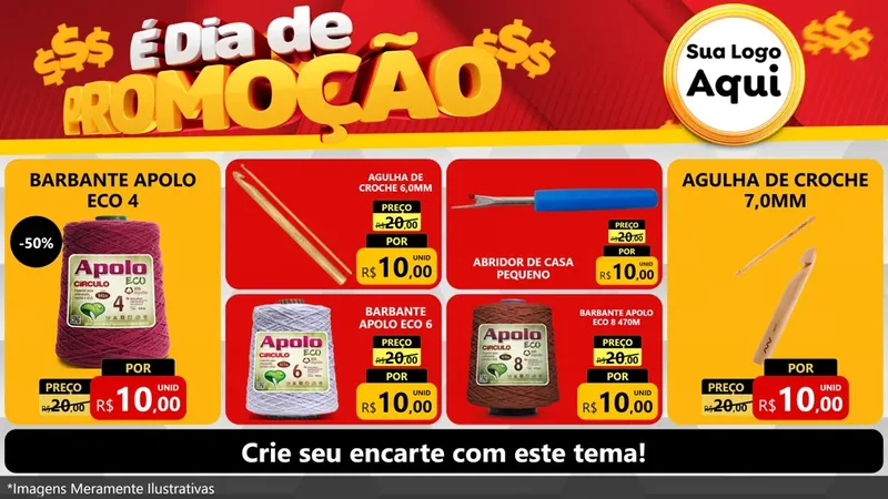 Modelo de TV para TV Horizontal com o tema É Dia De Promoção para Armarinho e Aviamentos