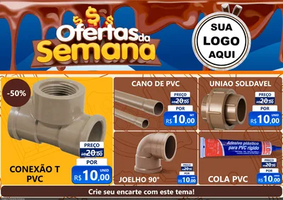 Modelo de Encarte para Encarte A4 Horizontal com o tema Ofertas da Semana - Páscoa para Tubos e conexões