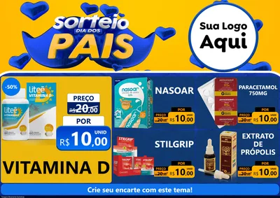 Modelo de Encarte para Encarte A4 Horizontal com o tema Sorteio Dia dos Pais para Farmácia