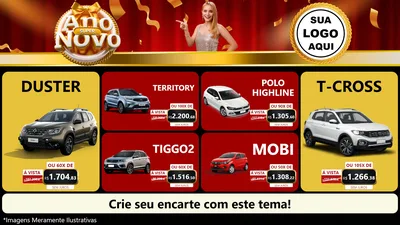 Modelo de TV para TV Horizontal com o tema Super Ano Novo para Concessionaria de Carros
