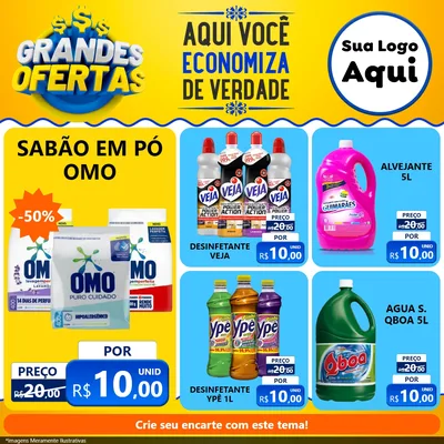 Modelo de Rede Social para Feed Facebook com o tema Grandes Ofertas para Produtos de Limpeza