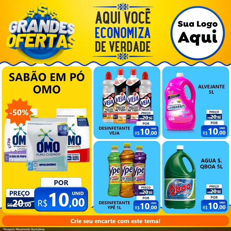 Modelo de Rede Social para Feed Facebook com o tema Grandes Ofertas para Produtos de Limpeza