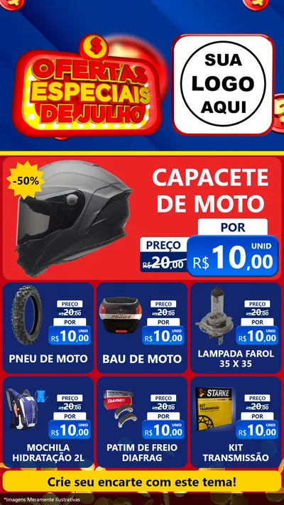 Modelo de Rede Social para Stories com o tema Ofertas Especiais de Julho para Moto peças