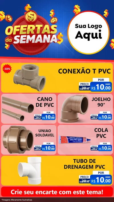 Modelo de TV para TV Vertical com o tema Ofertas Da Semana para Tubos e conexões