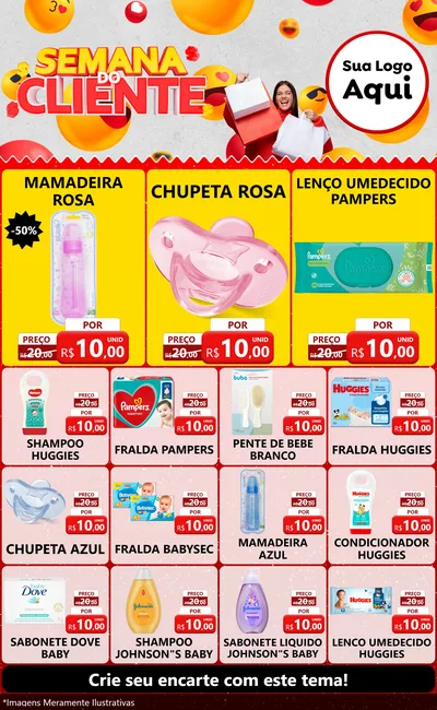 Modelo de Encarte para Encarte Grande com o tema Semana do Cliente para Bebês