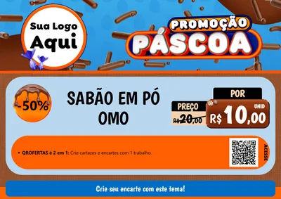 Modelo de Cartaz para Cartaz A4 Horizontal com o tema Promoção Páscoa para Produtos de Limpeza
