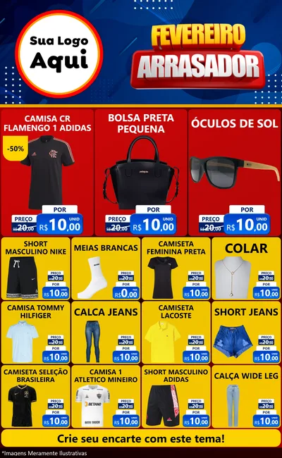 Modelo de Encarte para Encarte Grande com o tema Fevereiro Arrasador para Roupas e acessórios