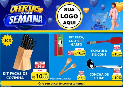 Modelo de Encarte para Encarte A4 Horizontal com o tema Ofertas de Fim de Semana para Utilidades Domésticas