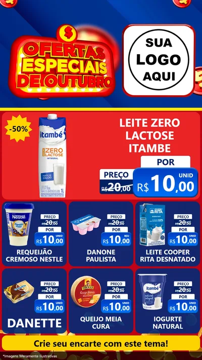 Modelo de Rede Social para Stories com o tema Ofertas Especiais de Outubro para Frios e Laticínios