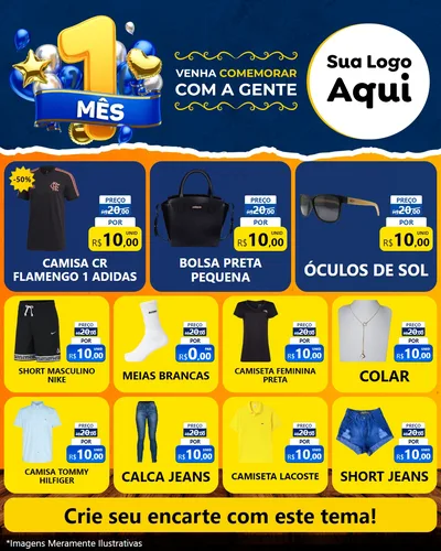 Modelo de Rede Social para Feed Instagram com o tema Um Mês de Aniversário para Roupas e acessórios