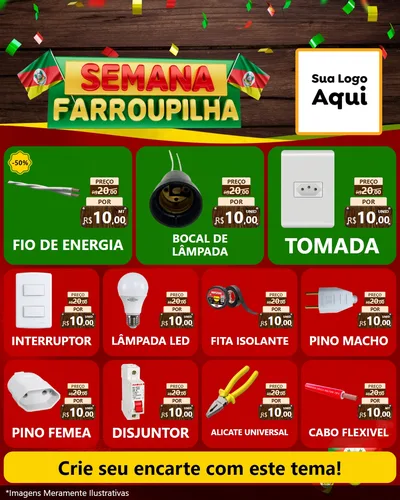 Modelo de Rede Social para Feed Instagram com o tema Semana Farroupilha para Materiais Elétricos