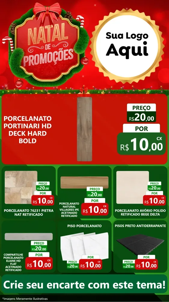 Modelo de Rede Social para Stories com o tema Natal de Promoções para Pisos e revestimentos