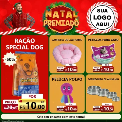 Modelo de Rede Social para Feed Facebook com o tema Natal Premiado para Pet Shop