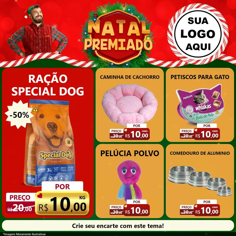 Modelo de Rede Social para Feed Facebook com o tema Natal Premiado para Pet Shop