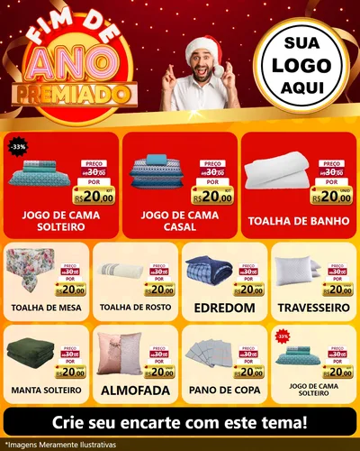 Modelo de Rede Social para Feed Instagram com o tema Fim de Ano Premiado para Cama, Mesa e Banho