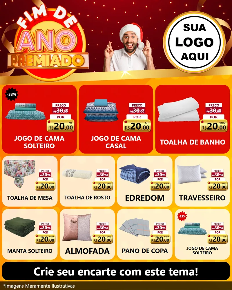 Modelo de Rede Social para Feed Instagram com o tema Fim de Ano Premiado para Cama, Mesa e Banho