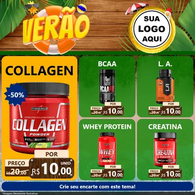 Modelo de Rede Social para Feed Facebook com o tema Verão para Suplementos alimentares