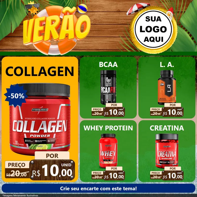 Modelo de Rede Social para Feed Facebook com o tema Verão para Suplementos alimentares