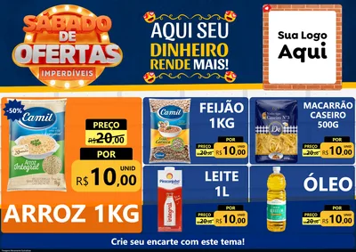 Modelo de Encarte para Encarte A4 Horizontal com o tema Sábado de Ofertas Imperdíveis para Supermercado