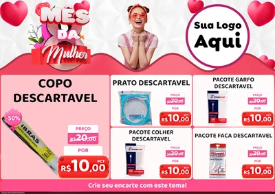 Modelo de Encarte para Encarte A4 Horizontal com o tema Mês da Mulher para Embalagens