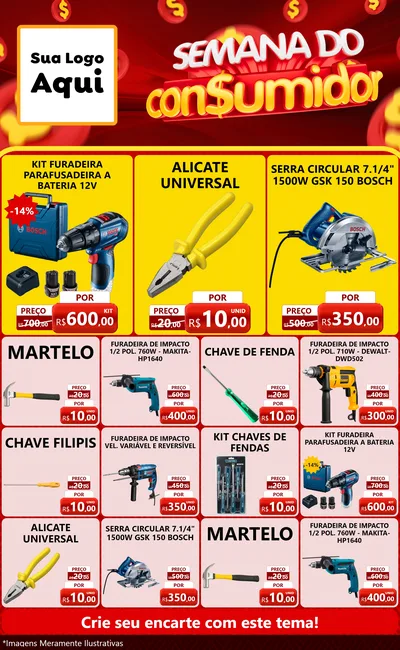 Modelo de Encarte para Encarte Grande com o tema Semana do Consumidor para Maquinas e Ferramentas