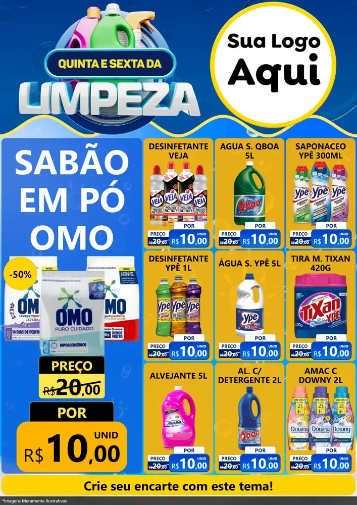 Modelo de Encarte para Encarte A4 Vertical com o tema Quinta e Sexta da Limpeza para Produtos de Limpeza