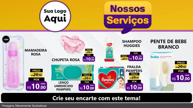 Modelo de TV para TV Horizontal com o tema Nossos Serviços para Bebês