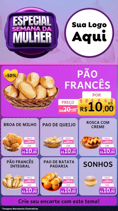 Modelo de Rede Social para Stories com o tema Especial Semana da Mulher para Padaria