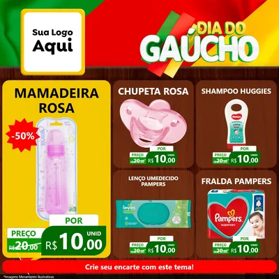Modelo de Rede Social para Feed Facebook com o tema Dia do Gaúcho para Bebês