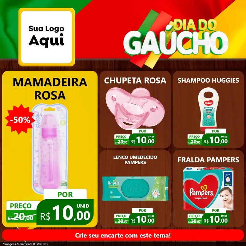Modelo de Rede Social para Feed Facebook com o tema Dia do Gaúcho para Bebês