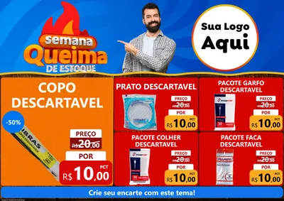 Modelo de Encarte para Encarte A4 Horizontal com o tema Semana Queima de Estoque para Embalagens