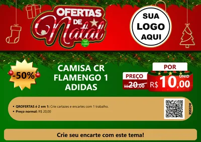 Modelo de Cartaz para Cartaz A4 Horizontal com o tema Ofertas de Natal para Roupas e acessórios