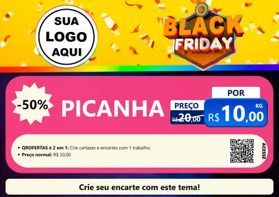 Modelo de Cartaz para Cartaz A4 Horizontal com o tema Black Friday para Açougue