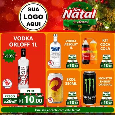 Modelo de Rede Social para Feed Facebook com o tema Um Natal de Ofertas para Distribuidora de bebidas