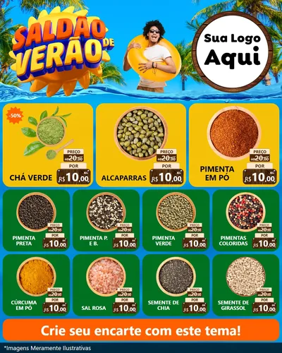 Modelo de Rede Social para Feed Instagram com o tema Saldão de Verão para Produtos Naturais