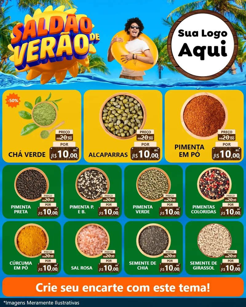 Modelo de Rede Social para Feed Instagram com o tema Saldão de Verão para Produtos Naturais