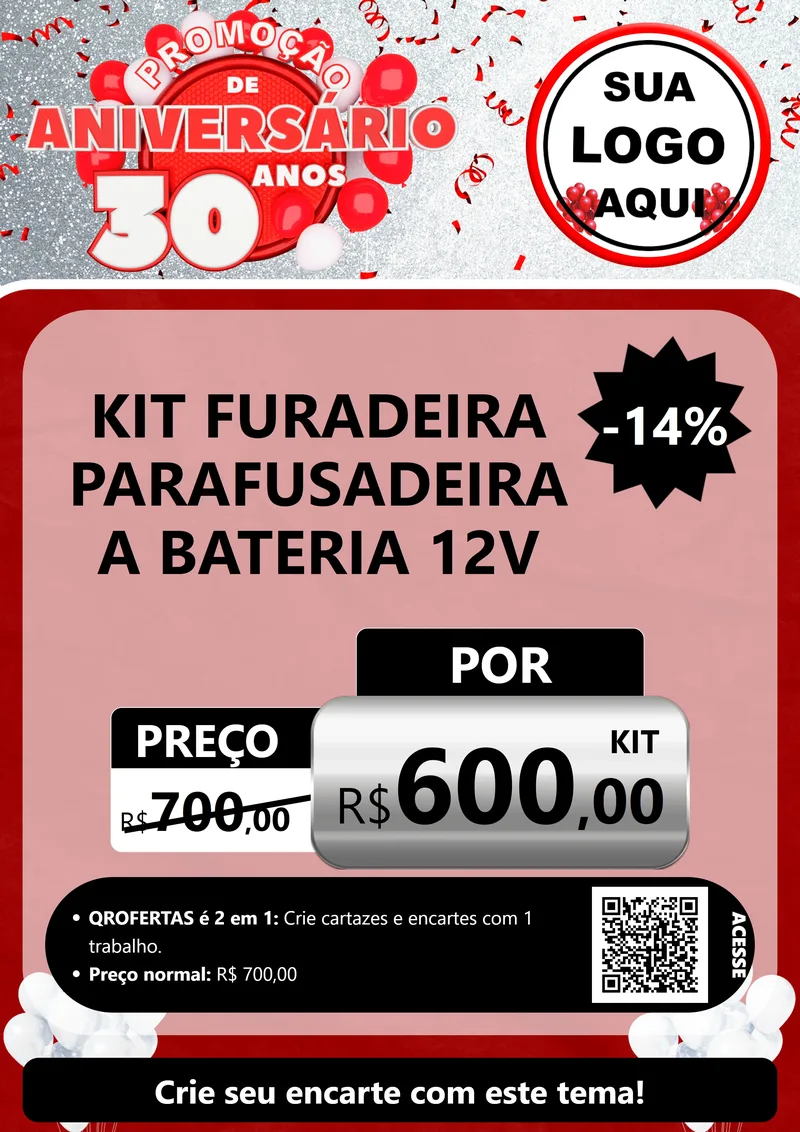 Modelo de Cartaz para Cartaz A4 Vertical com o tema Promoção de Aniversário - 30 Anos para Maquinas e Ferramentas