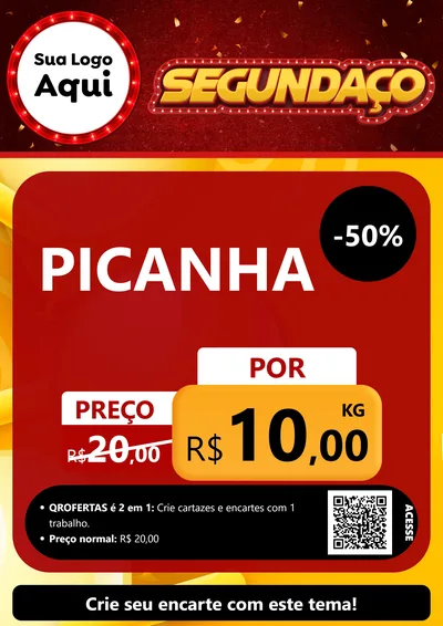 Modelo de Cartaz para Cartaz A4 Vertical com o tema Segundaço para Açougue