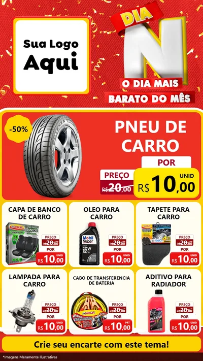 Modelo de Rede Social para Stories com o tema Dia N o Dia Mais Barato do Mês para Auto peças