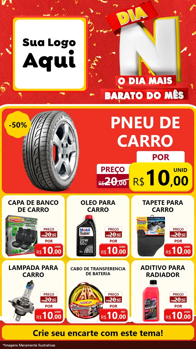 Modelo de Rede Social para Stories com o tema Dia N o Dia Mais Barato do Mês para Auto peças