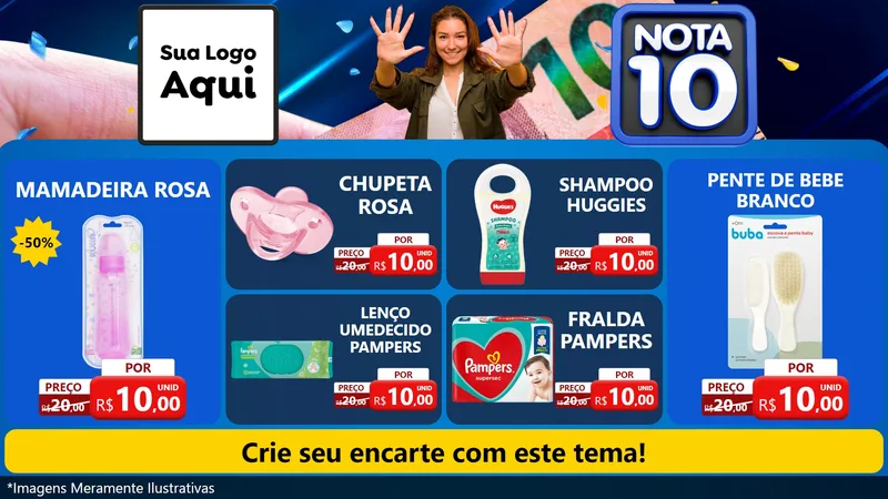 Modelo de TV para TV Horizontal com o tema Nota 10 para Bebês