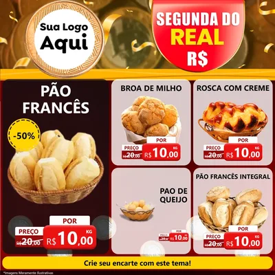 Modelo de Rede Social para Feed Facebook com o tema Segunda do Real para Padaria