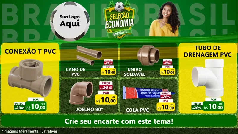 Modelo de TV para TV Horizontal com o tema Seleção de Economia - Copa para Tubos e conexões