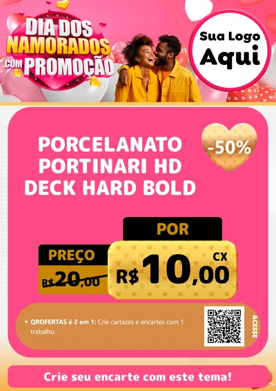Modelo de Cartaz para Cartaz A4 Vertical com o tema Dia dos Namorados com Promoção para Pisos e revestimentos