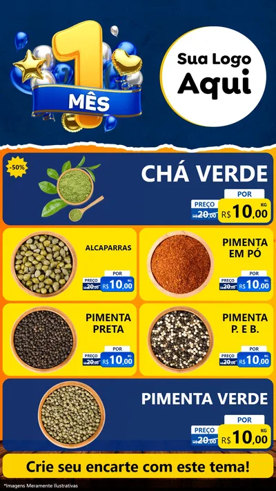 Modelo de TV para TV Vertical com o tema Um Mês de Aniversário para Produtos Naturais