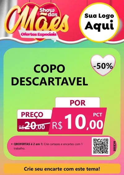 Modelo de Cartaz para Cartaz A4 Vertical com o tema Show das Mães - Ofertas Especiais para Embalagens