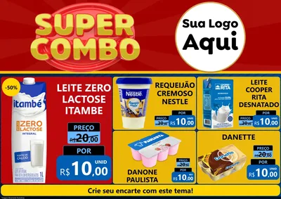 Modelo de Encarte para Encarte A4 Horizontal com o tema Super Combo para Frios e Laticínios
